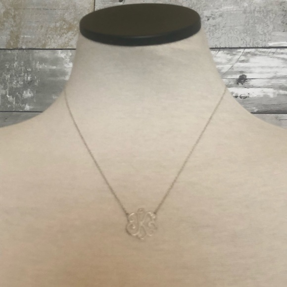 925 Silver K Initial Monogram Calligraphy Necklace - Picture 5 of 6